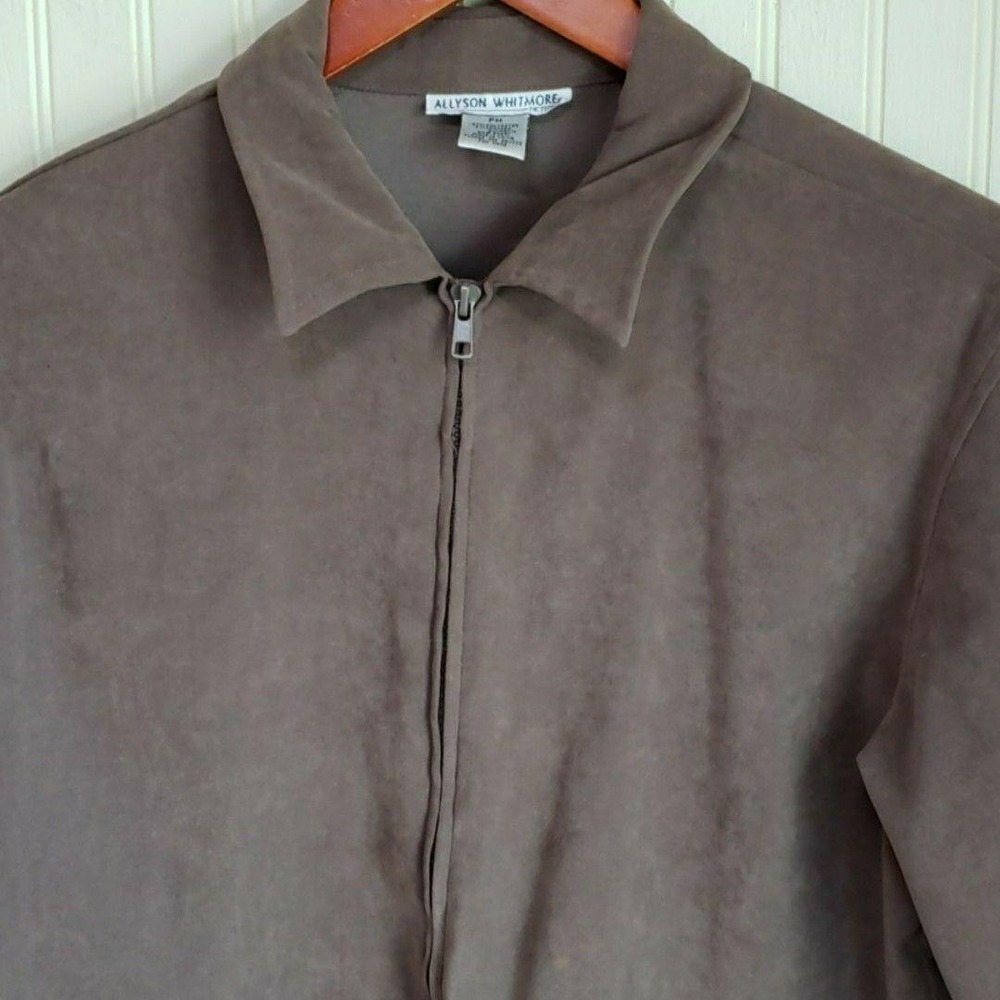 Allyson Whitmore Jacket Womens Petite PM Brown Moleskin Full Zip Lightweight